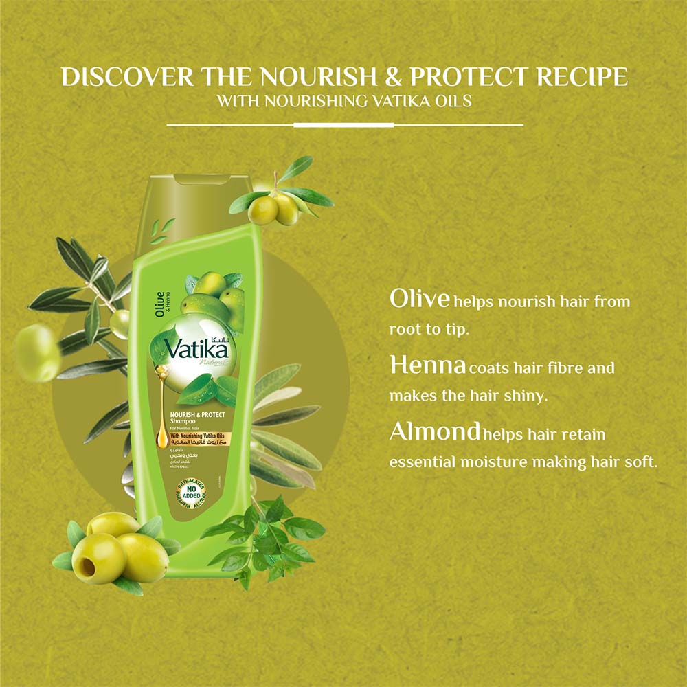 Vatika Olive & Henna Nourish & Protect Shampoo - 400ml 2 Vatika Olive & Henna Nourish & Protect Shampoo - 400ml - Image 2