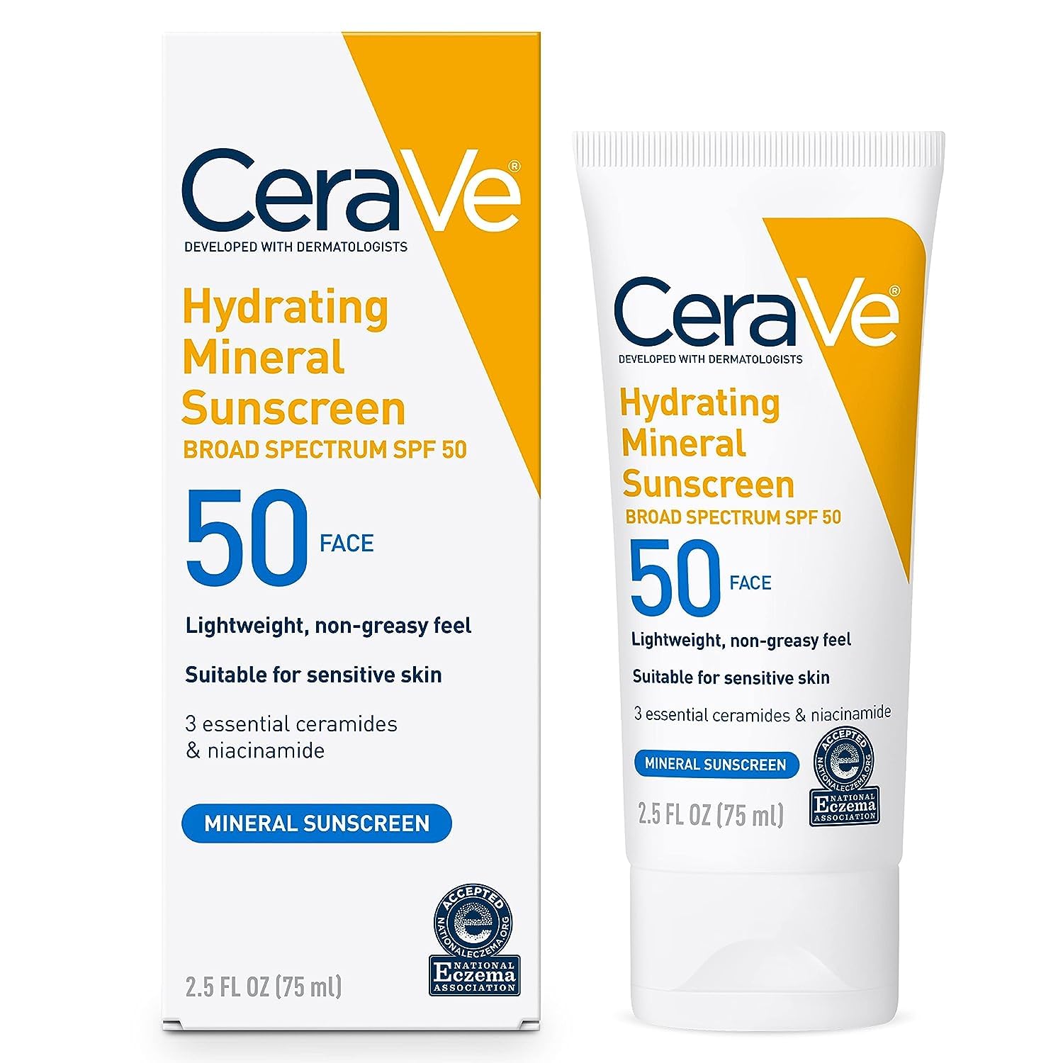CeraVe Hydrating Mineral Sunscreen 75ml SPF 50 Face Sun Cream Oil Free Sun Protection Cream 1 CeraVe Hydrating Mineral Sunscreen 75ml SPF 50 Face Sun Cream Oil Free Sun Protection Cream