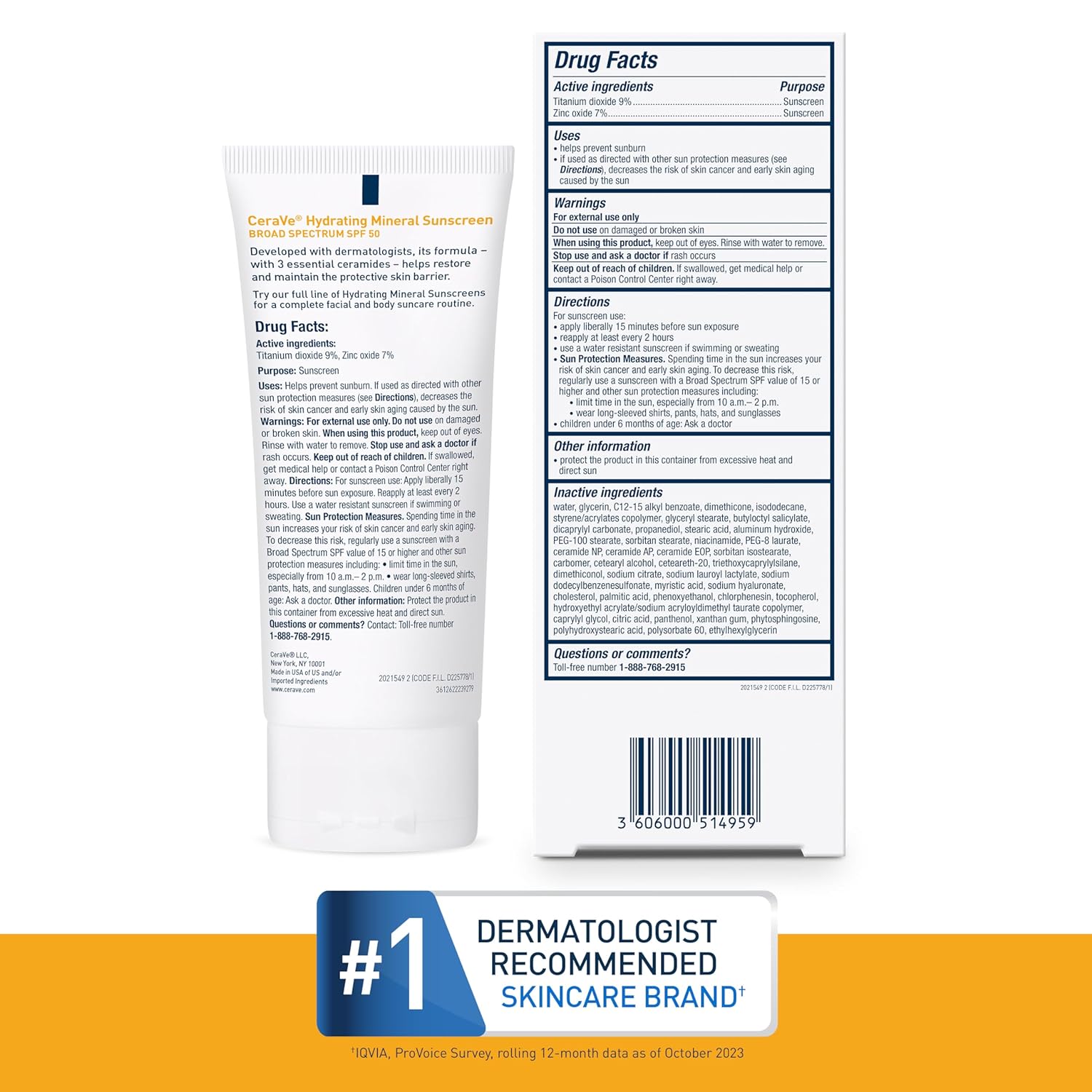CeraVe Hydrating Mineral Sunscreen 75ml SPF 50 Face Sun Cream Oil Free Sun Protection Cream 7 CeraVe Hydrating Mineral Sunscreen 75ml SPF 50 Face Sun Cream Oil Free Sun Protection Cream - Image 7