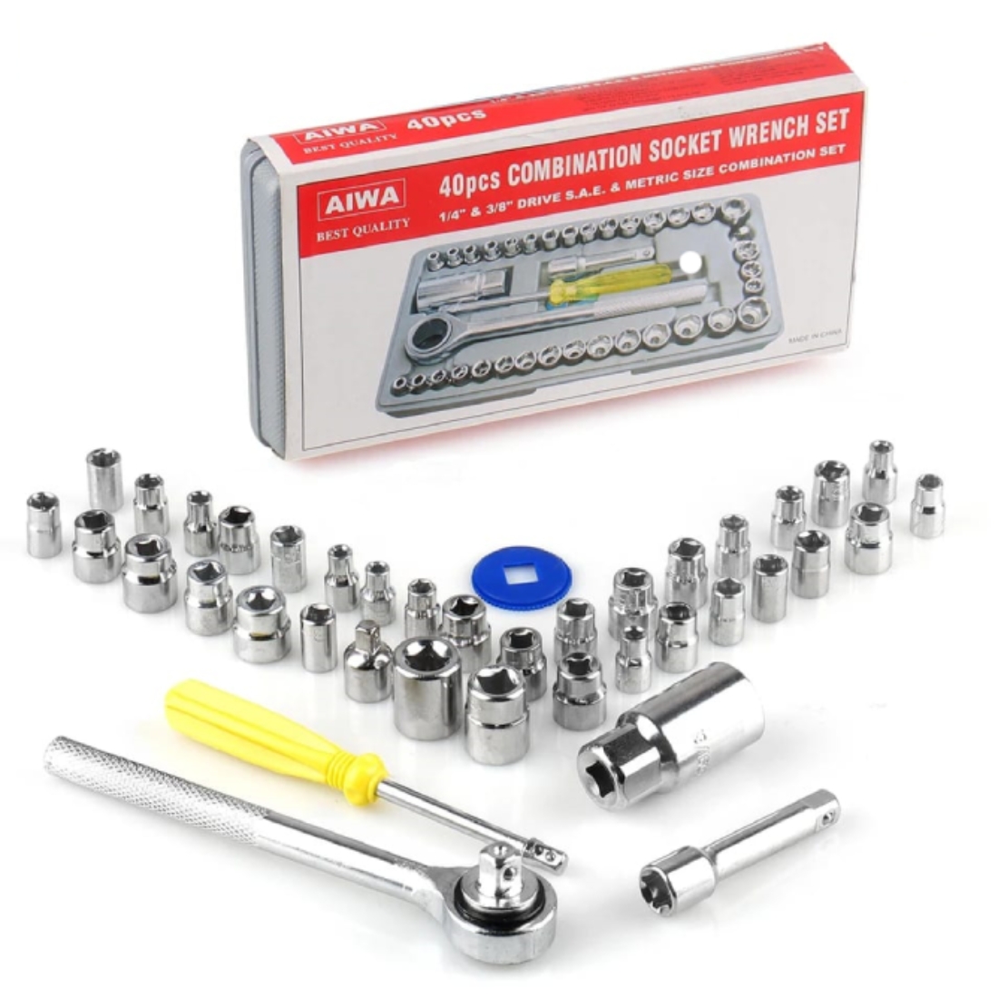 40 Pcs Combination Socket Wrench Set Professional Ratchet Tool Kit 2 Chrome vanadium steel multi size socket set pieces