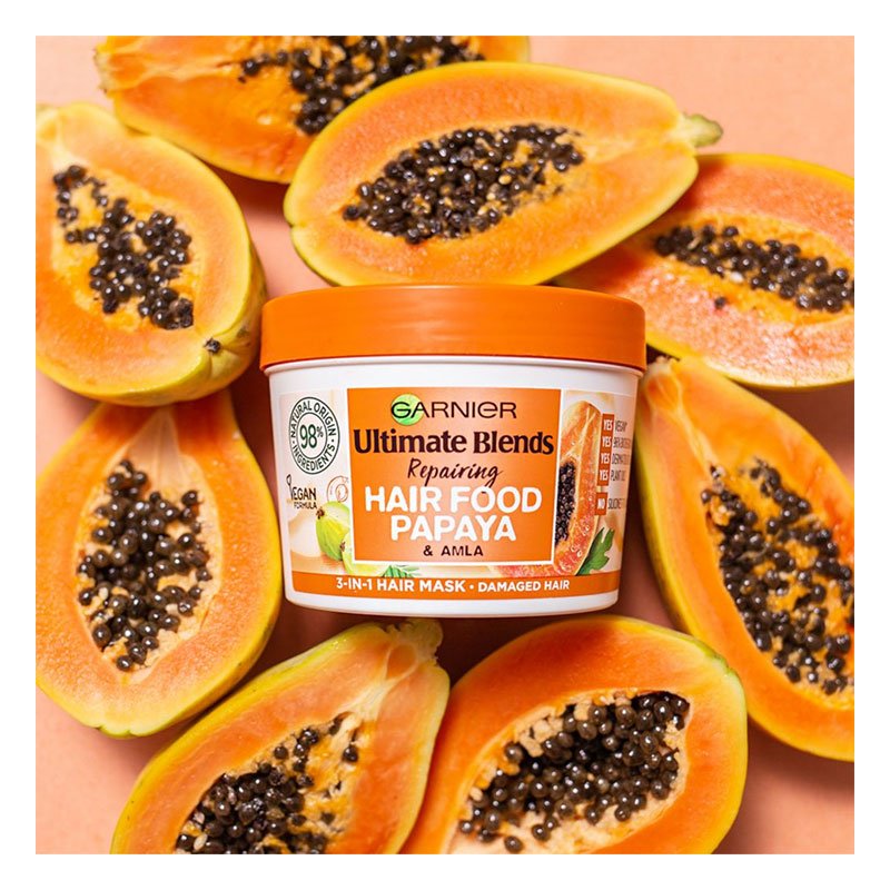 Garnier Ultimate Blends Papaya 3 in 1 Hair Mask - 390ml 2 Garnier Ultimate Blends Papaya 3 in 1 Hair Mask - 390ml - Image 2