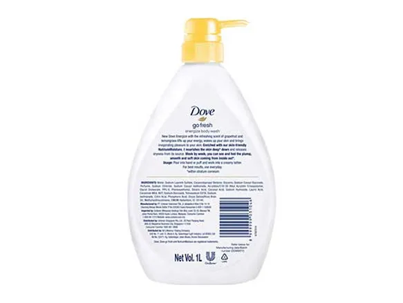 Dove Go Fresh Energize Body Wash with Grapefruit & Lemongrass Scent 1L 3 Dove Go Fresh Energize Body Wash with Grapefruit & Lemongrass Scent 1L - Image 3