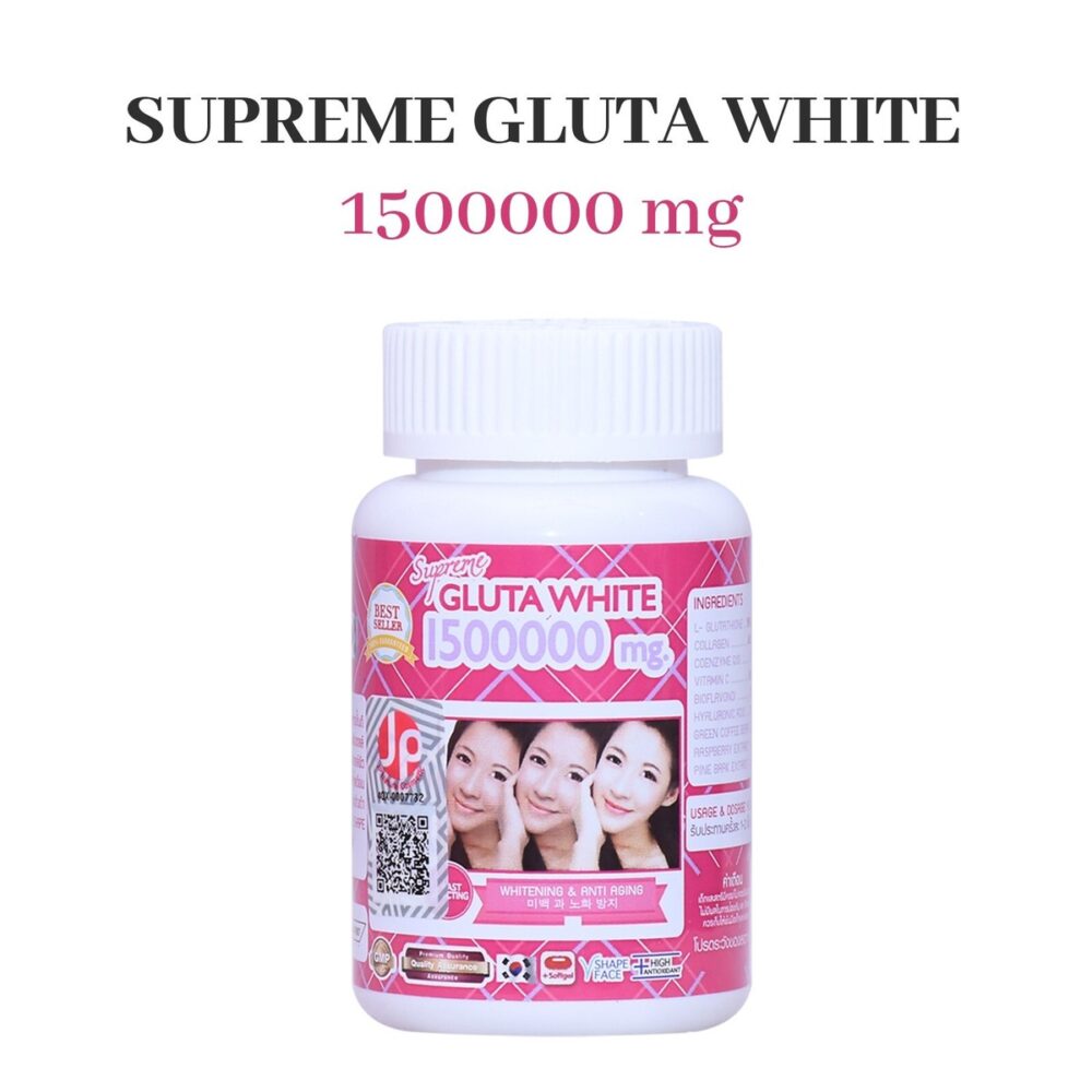 Supreme Gluta White Whitening Supplement 1500000mg - 30 Capsules
